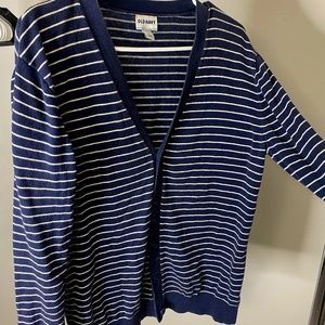 Stripe pattern Cardigan, Thin, Blue with white stripes